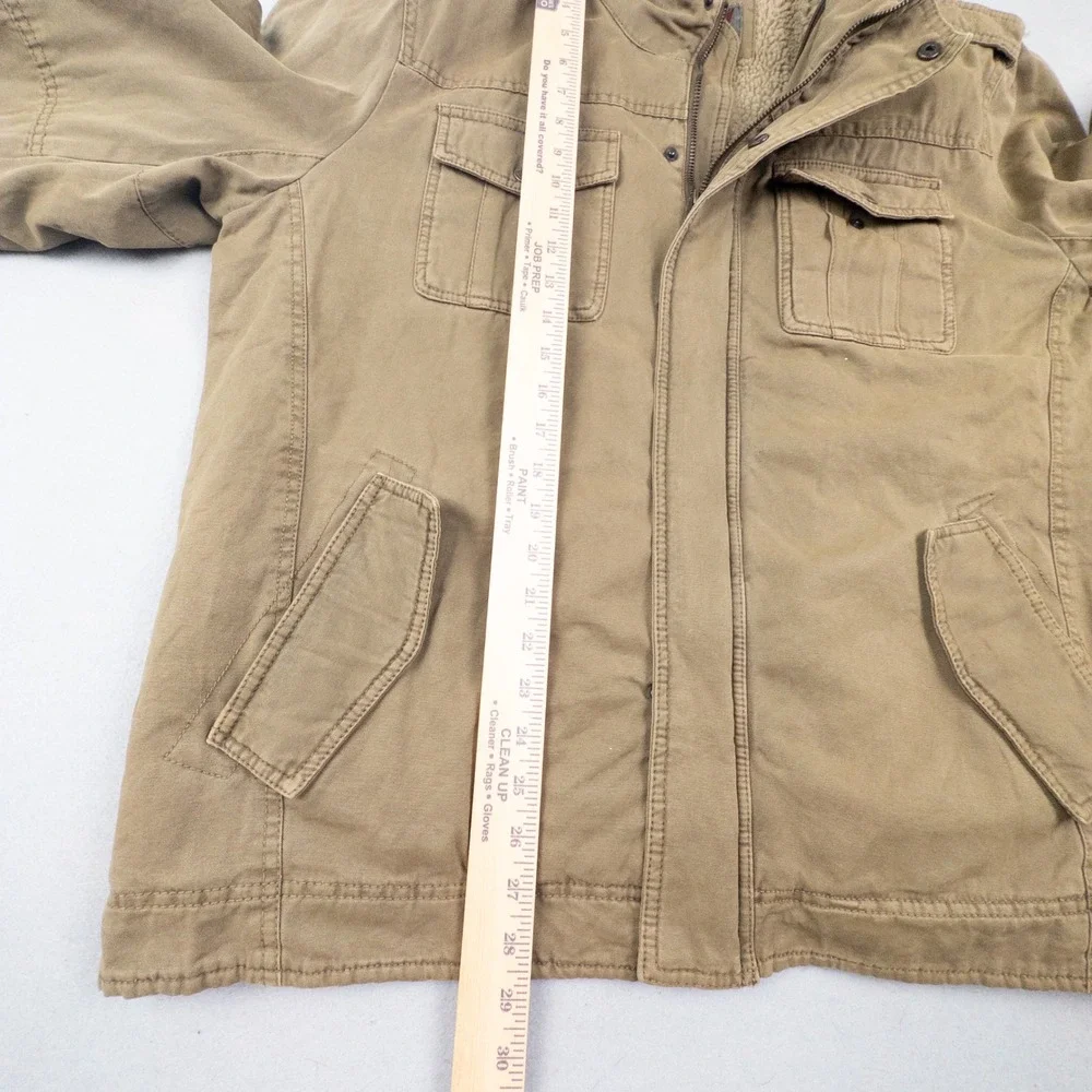 Levis Mens XL Sherpa Lined Field Jacket Tan Cotton Military Utility Coat - Picture 7 of 12